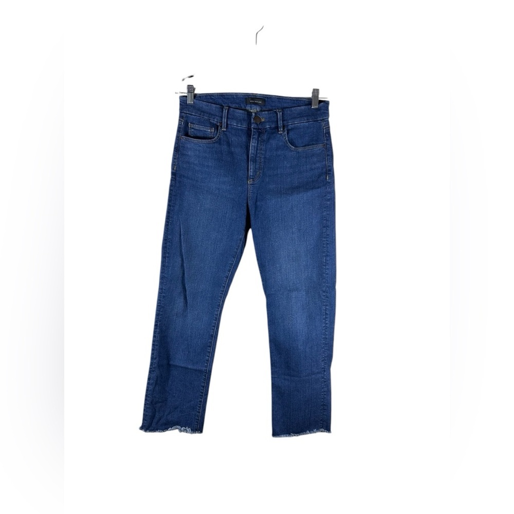 Ann Taylor The Straight Crop Jeans Raw Hem Size 8